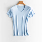 Luxurious Ice Silk V-Neck T-Shirt for Everyday Comfort